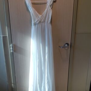 Maternity Shoot Dress Sleeveless White Chiffon Cross-front Stretch Lace Size M